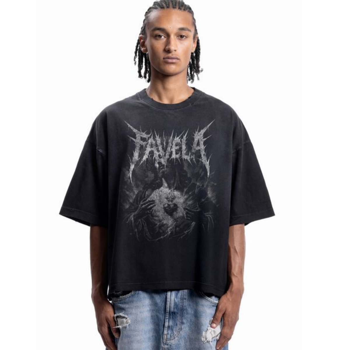 Streetwear Brand Heart - 聖心メタルフォントストリートトレンディブランド Tシャツコットングラフィック Tシャツ男性女性夏ストリートウェア