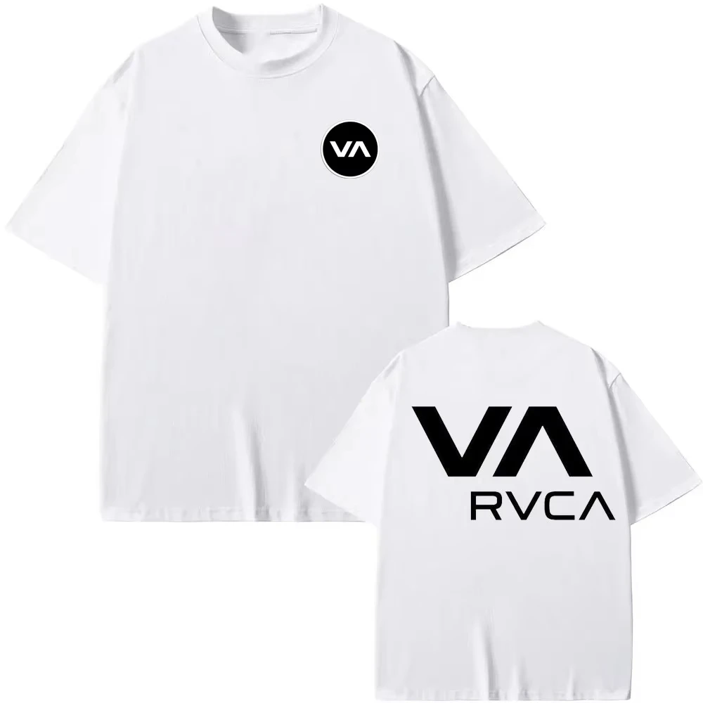 Streetwear Brand Clothing - RVCA Tシャツ黒 Tシャツ夏の綿 Tシャツ夏半袖ファッション男性女性デザインブランド Tシャツトップストリート服