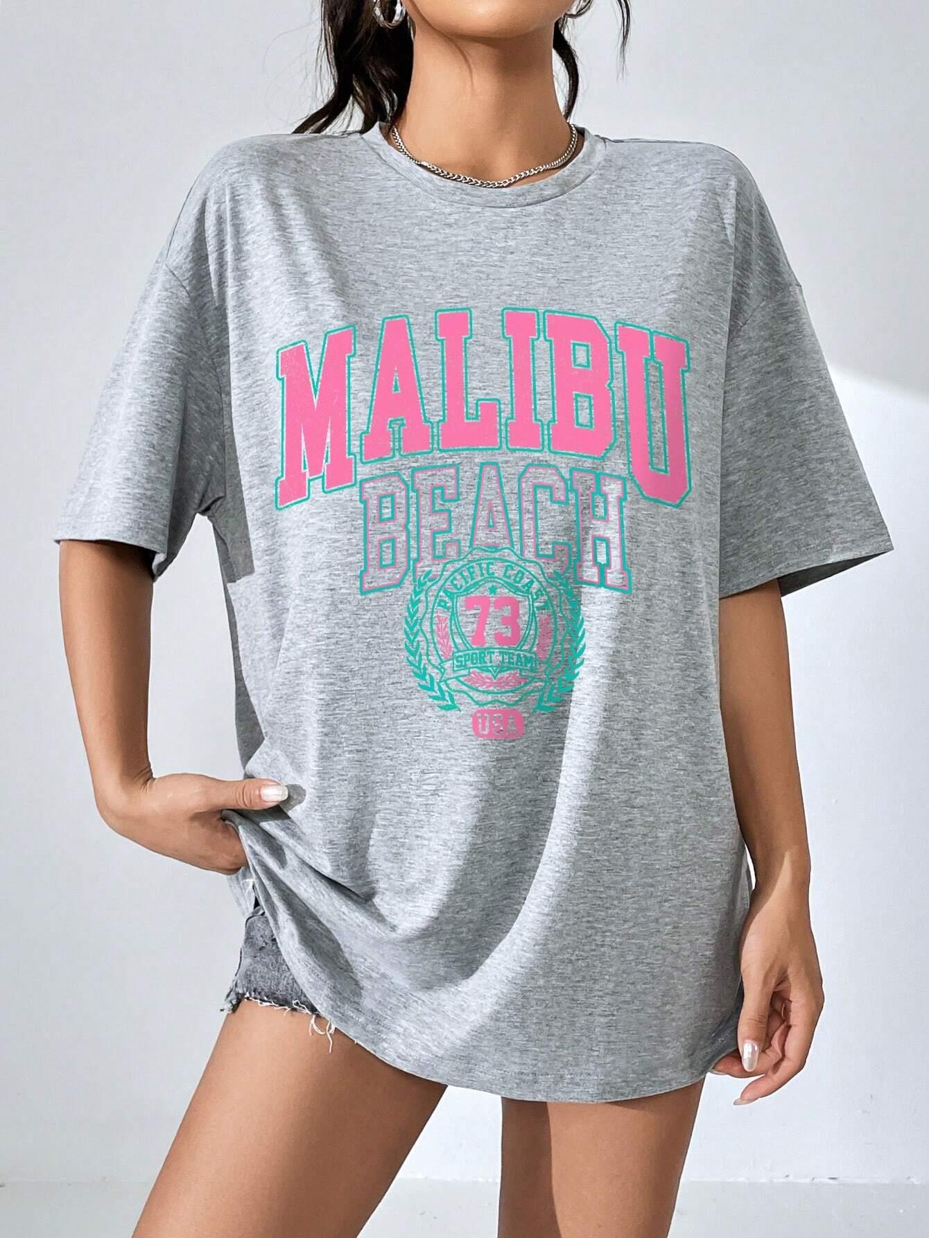マリブビーチレタープリントプリントレディース Tシャツストリ - Streetwear Brand Clothing のレビューと価格