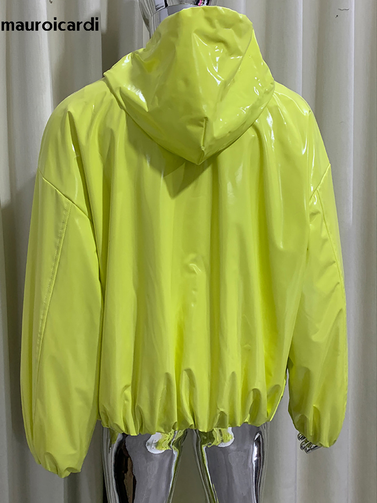 Mauroicardi 春特大光沢のある光沢のあるレザージャ - Streetwear Brand Clothing のレビューと価格