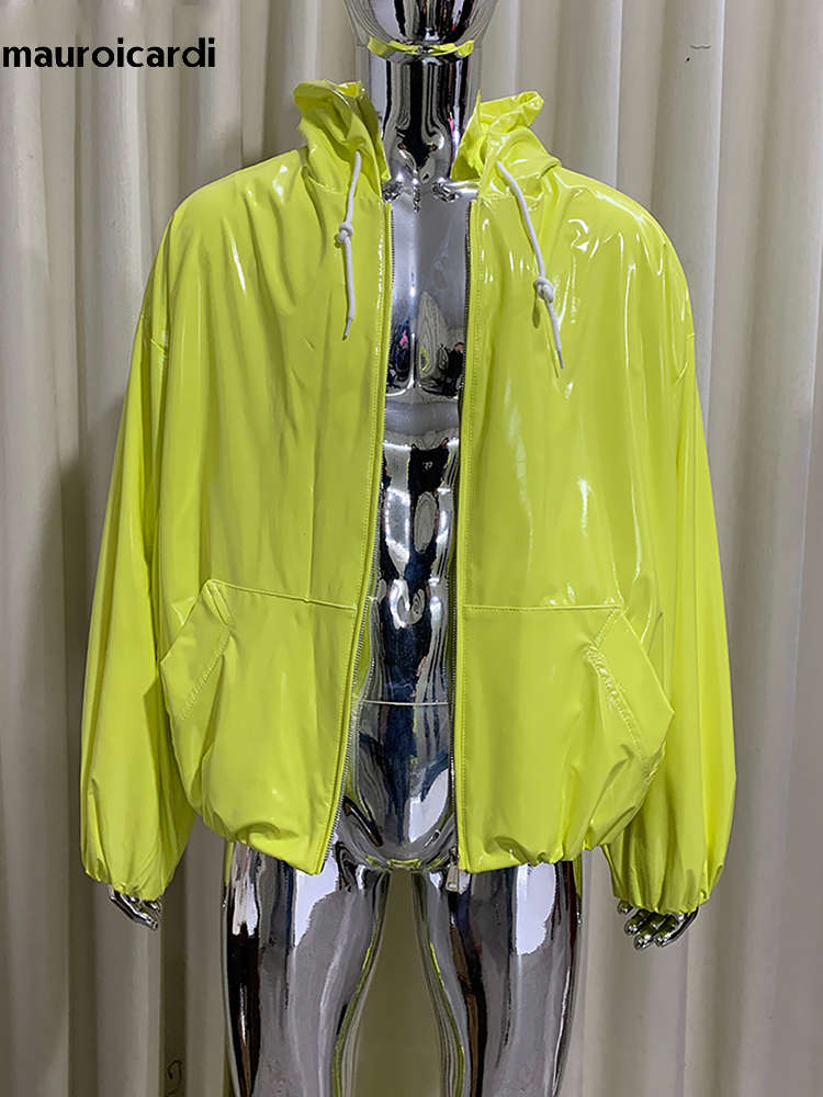 Mauroicardi 春特大光沢のある光沢のあるレザージャ - Streetwear Brand Clothing のレビューと価格